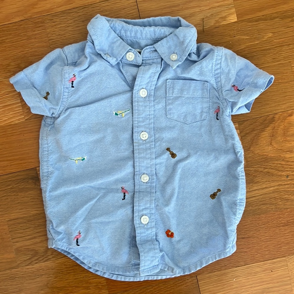 Janie and Jack embroidered Hawaiian chambray shirt